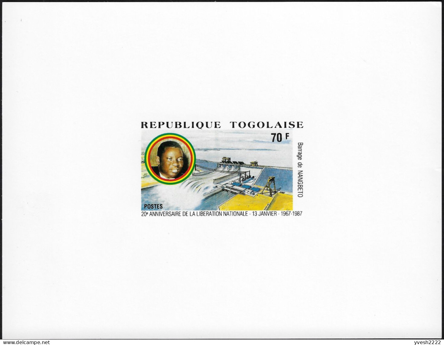 Togo 1214 Feuillet De Luxe. Libération Nationale (prise De Pouvoir Par La Dictature). Barrage De Nangbeto - Water