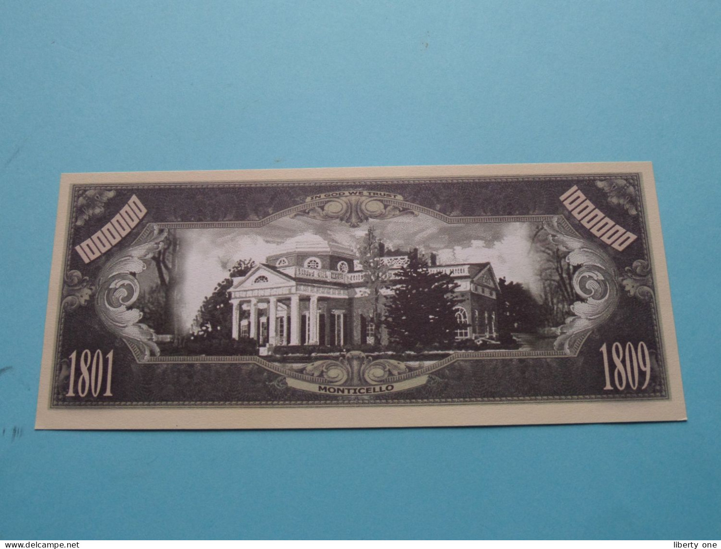 1000000 $ Dollars >>> Third President 1801-1809 > Copyright 2004 American Art Classics ( See SCANS ) ! - Non Classés