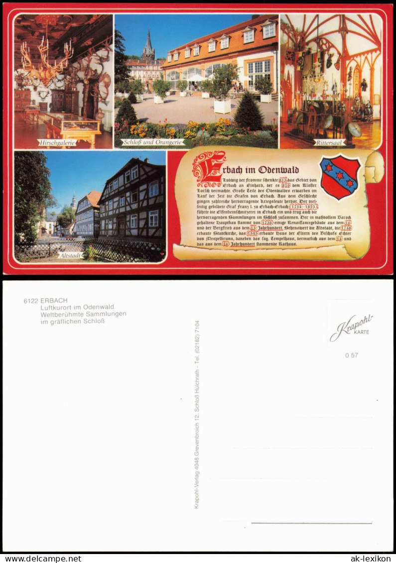 Erbach (Odenwald) Hirschgalerie Rittersaal Altstadt - Chronikkarte 1989 - Erbach