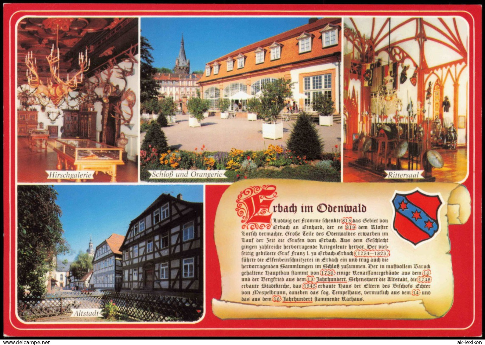 Erbach (Odenwald) Hirschgalerie Rittersaal Altstadt - Chronikkarte 1989 - Erbach