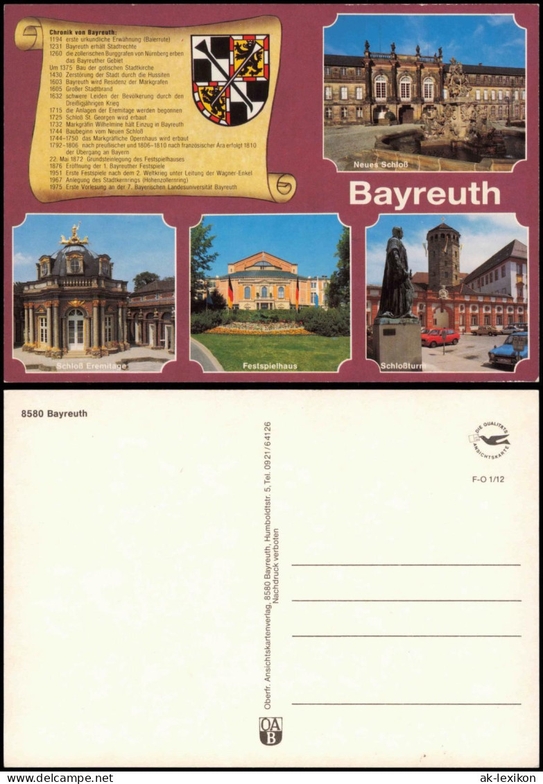 Ansichtskarte Bayreuth Stadtteilansichten - Chronikkarte 1979 - Bayreuth