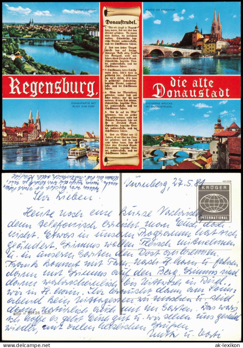 Ansichtskarte Regensburg 4 Bild Panorama - Chronikkarte 1981 - Regensburg