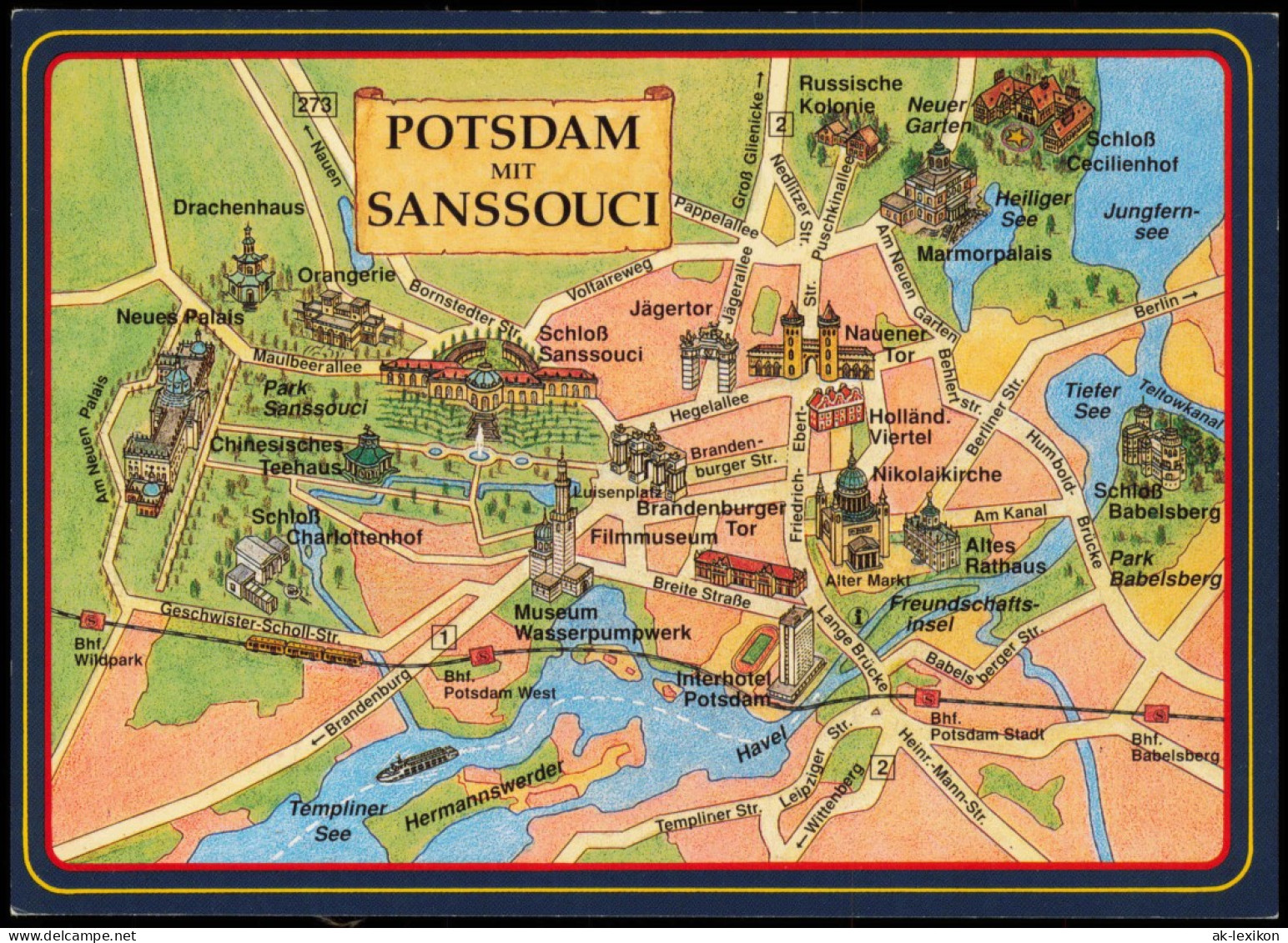 Ansichtskarte Potsdam Stadtplan Ak Sanssouci 1999 - Potsdam