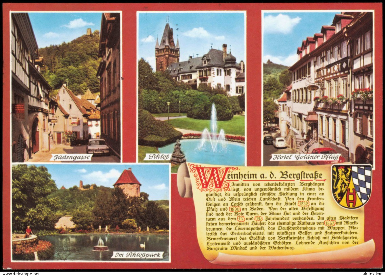 Ansichtskarte Weinheim (Bergstraße) Judengasse, Hotel - Chronikkarte 1977 - Weinheim