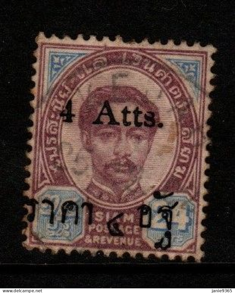 Thailand Cat 63 1899 King Rama V Provisional Issue 4 Atts, Used - Thailand