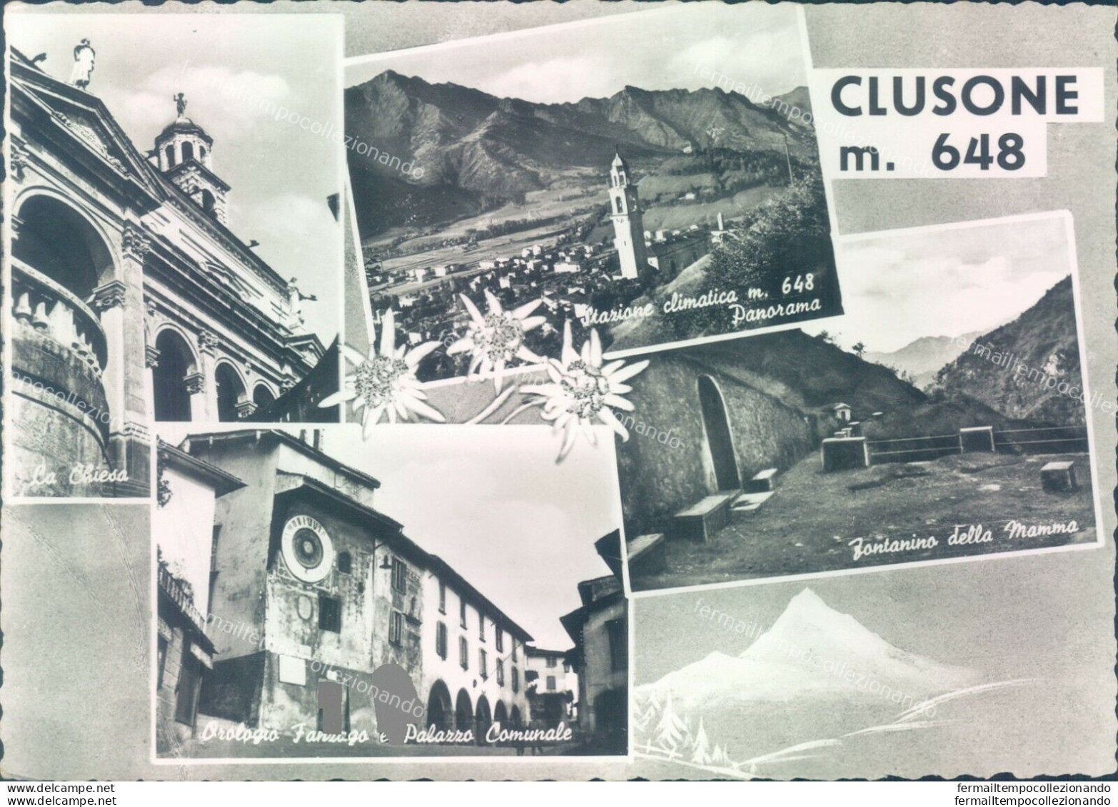 Q184 Cartolina Clusone 4 Vedutine Provincia Di  Bergamo - Bergamo