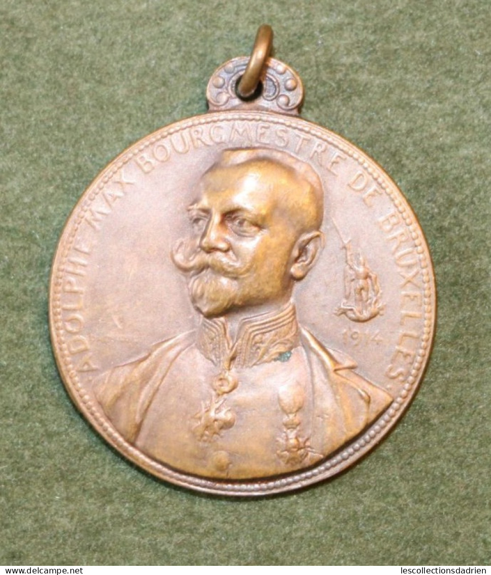 Médaille Belge Adolphe Max Bourgmestre De Bruxelles Guerre 14-18  - Belgian Medal WWI Médaillette Journée Devreese - Bélgica