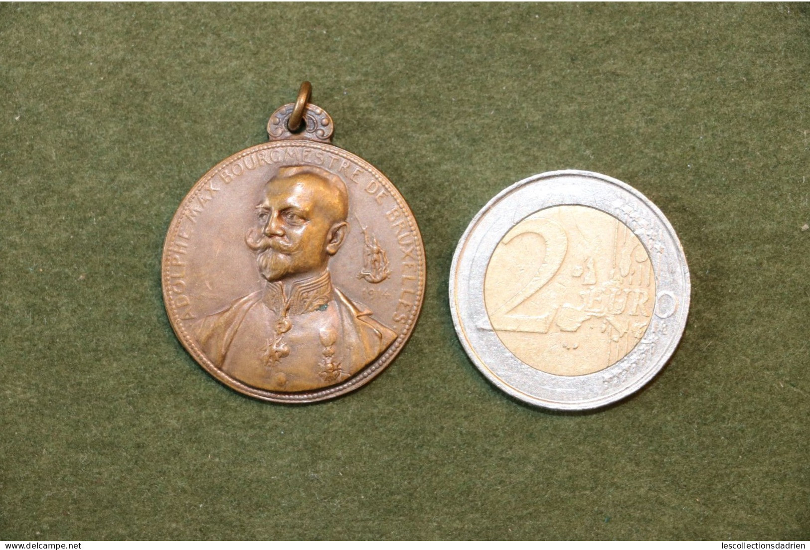 Médaille Belge Adolphe Max Bourgmestre De Bruxelles Guerre 14-18  - Belgian Medal WWI Médaillette Journée Devreese - Belgio