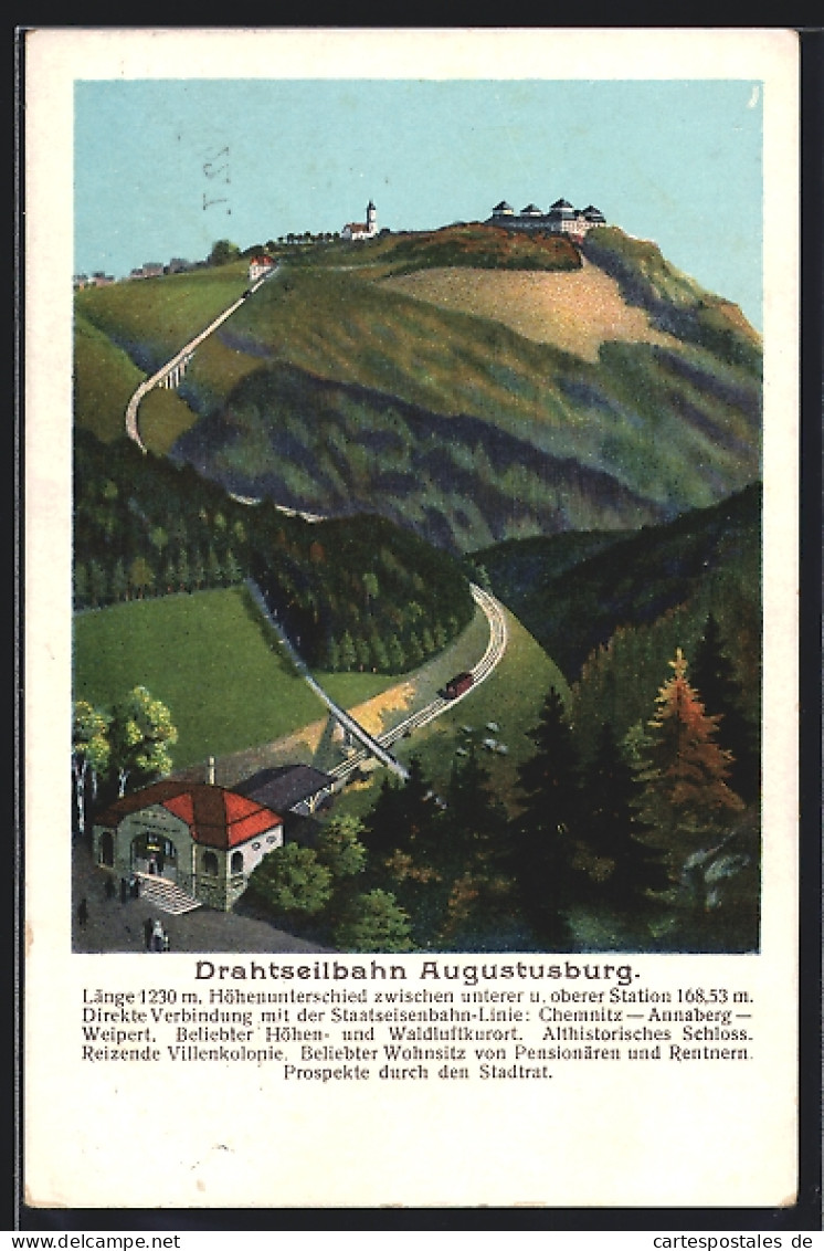 AK Drahtseilbahn Augustusburg, Panorama  - Augustusburg
