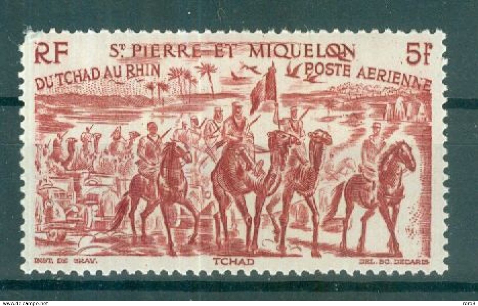 SAINT- PIERRE ET MIQUELON - P.A. N°12* MH Trace De Charnière SCAN DU VERSO. Tchad Au Rhin. - Unused Stamps
