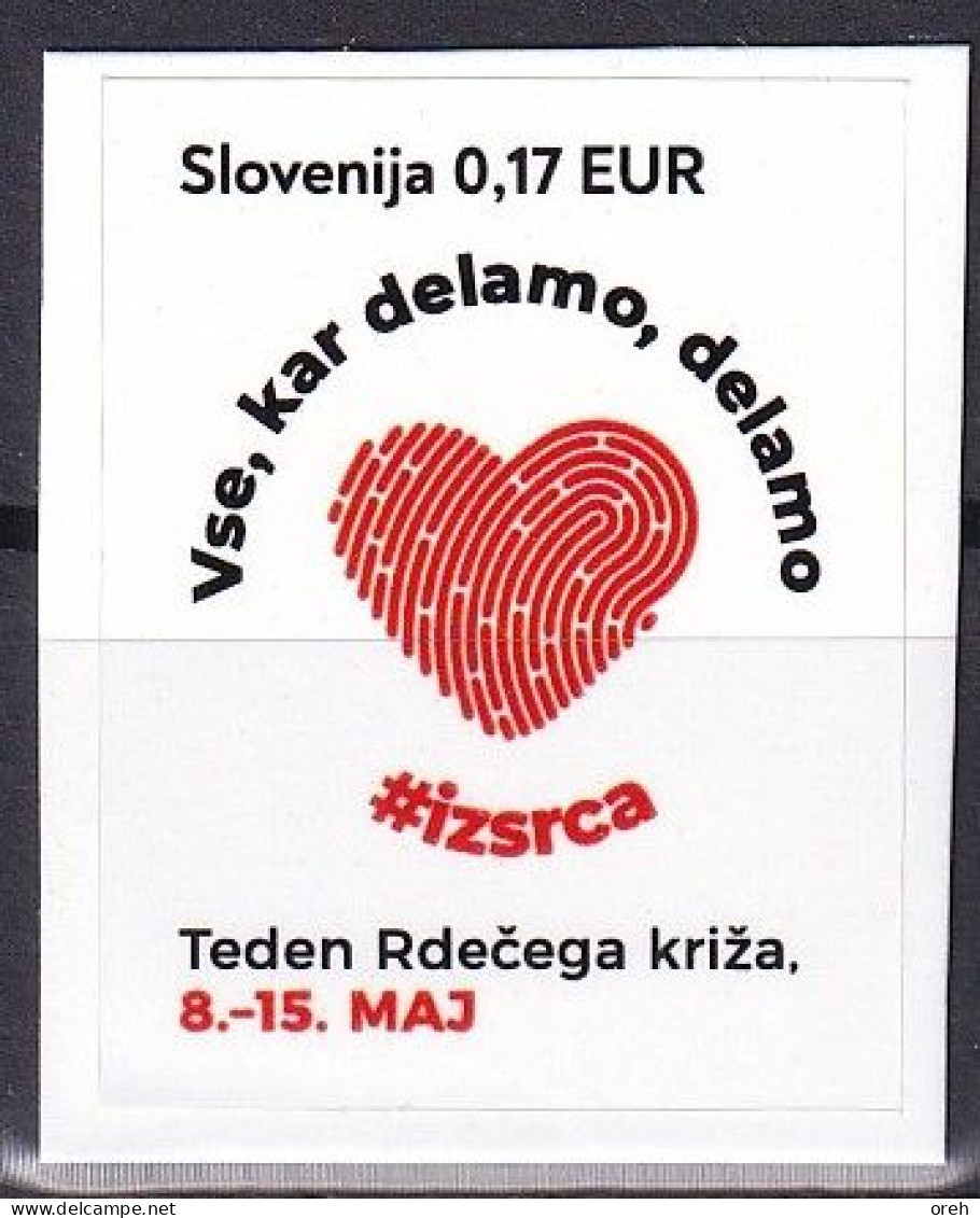 SLOVENIA 2023,RED CROSS WEEK,SOLIDARITY,HEART,SURCHARGE,ADITIONAL STAMP,heart,FINGERPRINT,MNH - Croce Rossa