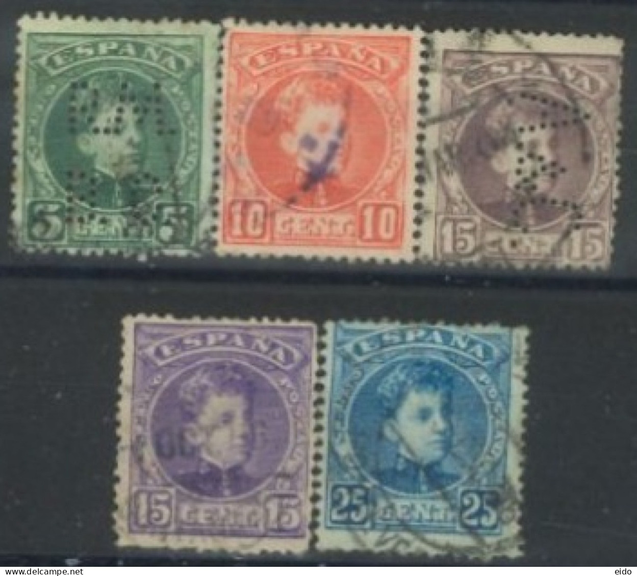 SPAIN, 1900/05, KING ALFONSO STAMPS SET OF 5, USED. - Usati