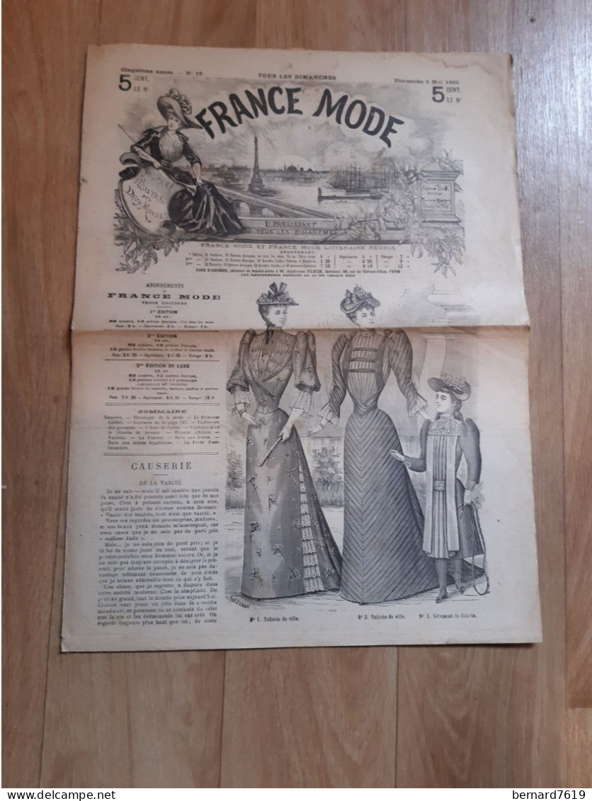 Revue France Mode Annee 1892  - N° 19 - Revues Anciennes - Avant 1900