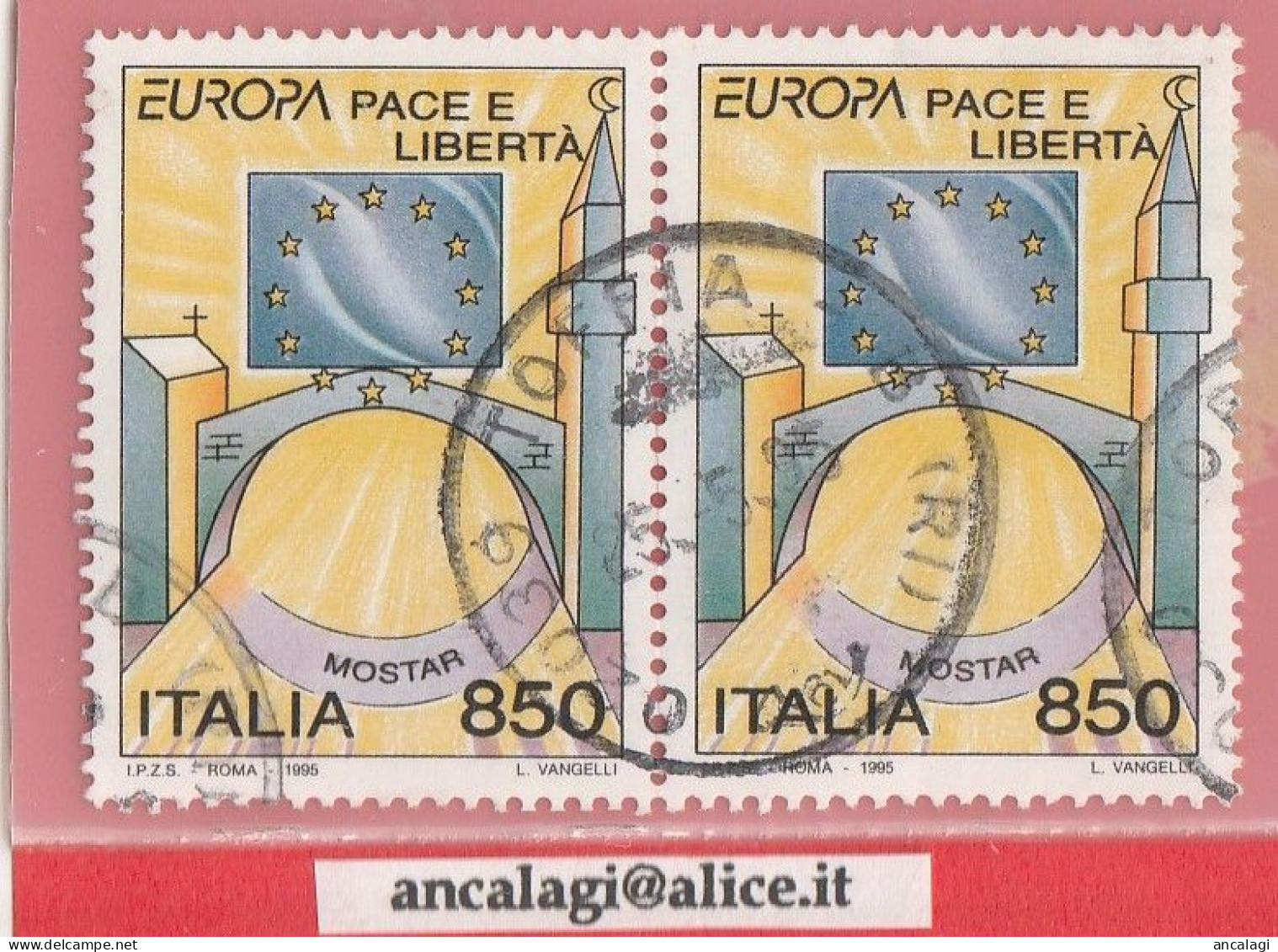 USATI ITALIA 1995 - Ref.0719A "EUROPA, PACE E LIBERTA' " 1 Val. In Coppia - - 1991-00: Used