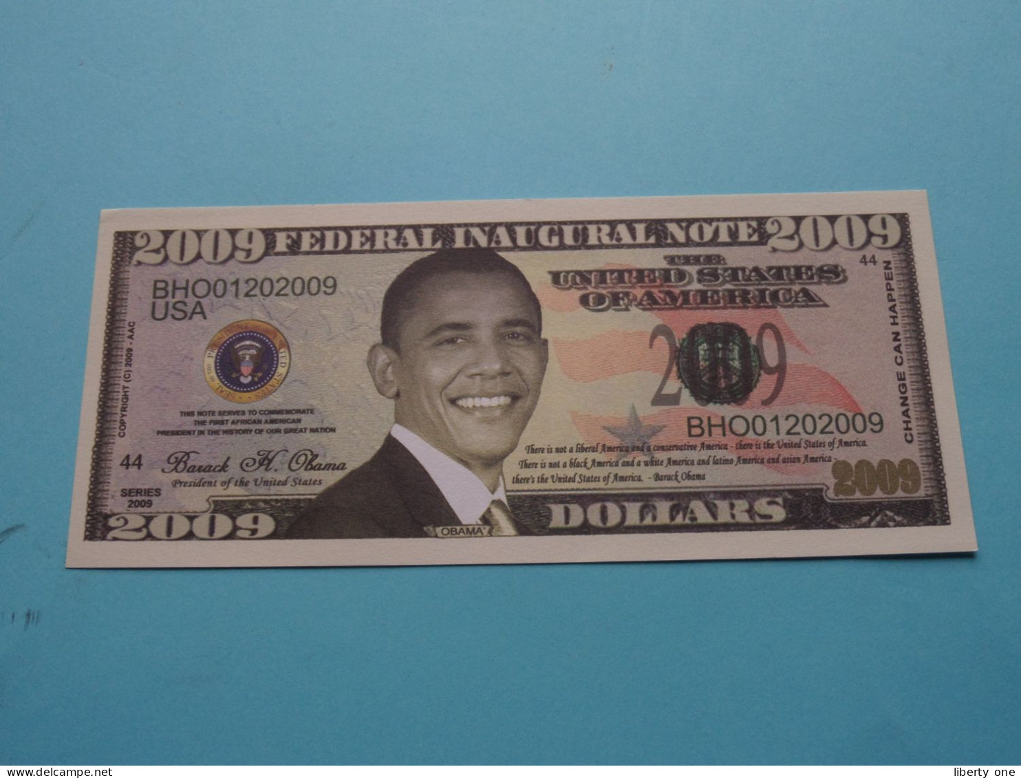 2009 $ Dollars >>> Federal INAUGURAL Note > Copyright 2009 American Art Classics ( See SCANS ) ! - Non Classificati