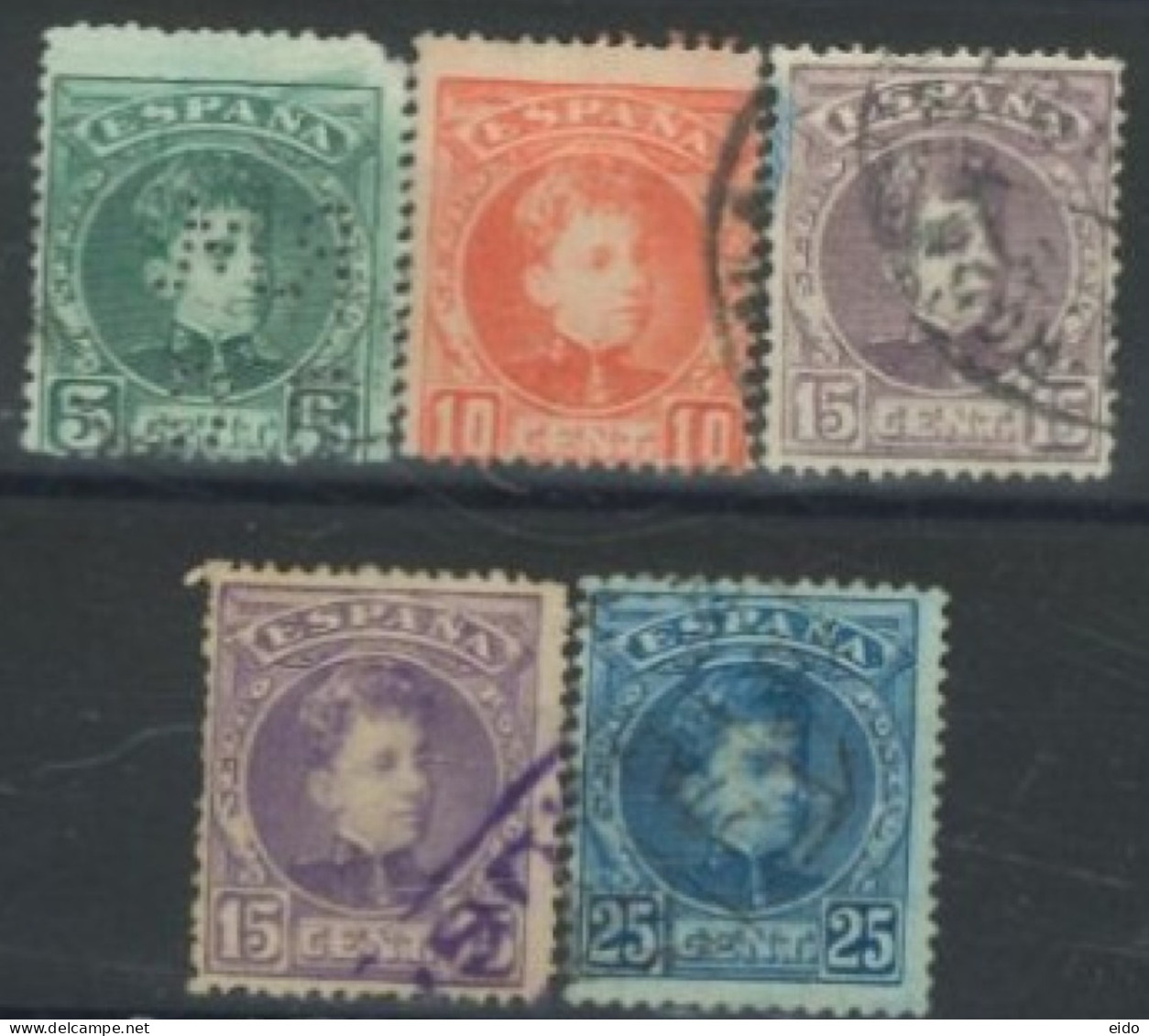 SPAIN, 1900/05, KING ALFONSO STAMPS SET OF 5, USED. - Oblitérés