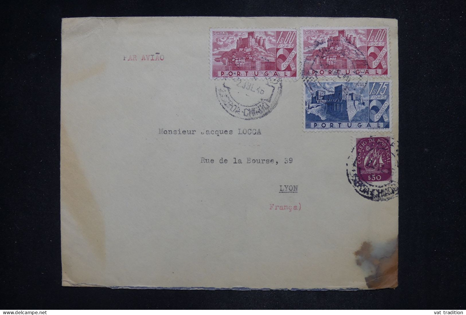 PORTUGAL - Lettre Par Avion Pour La France - 1946 - Défauts - A 2822 - Poststempel (Marcophilie)