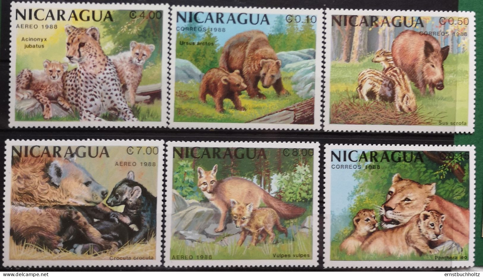 Nicaragua 1988 Wildtiere Mi 2871/77** Nur Die 6v Säuger Im Angebot - Nicaragua