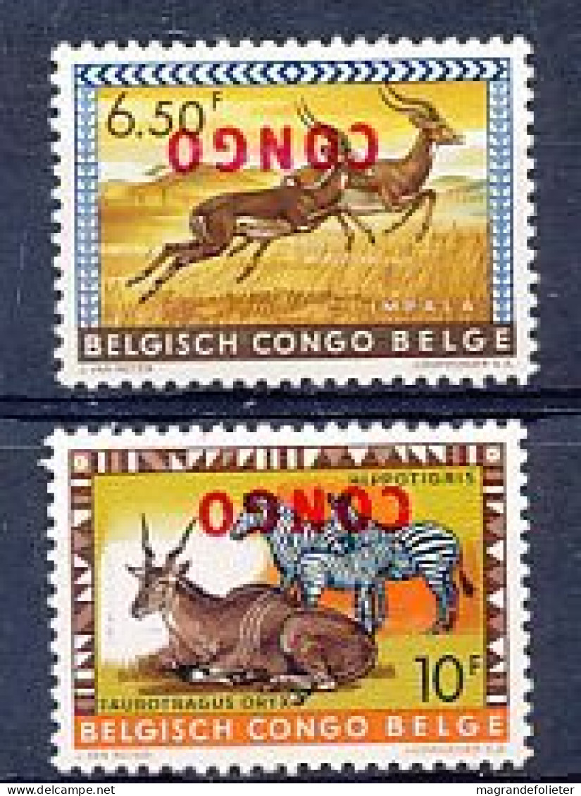 TIMBRE  ZEGEL STAMP  CONGO BELGE SURCHARGE INVERSEE SIGNEES 409a ET 411a  X - Ungebraucht