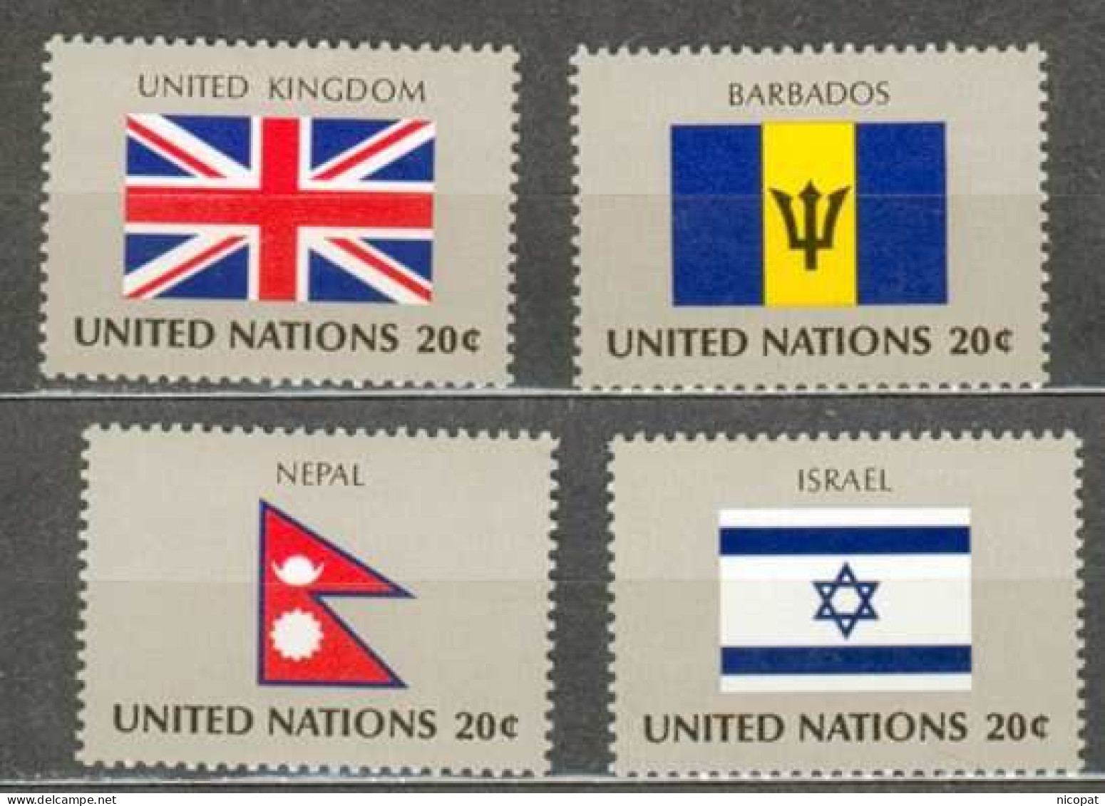 ONU NEW YORK MNH ** 390-393 Drapeuax Royaume-Uni Barbade Népal Israël - Ungebraucht