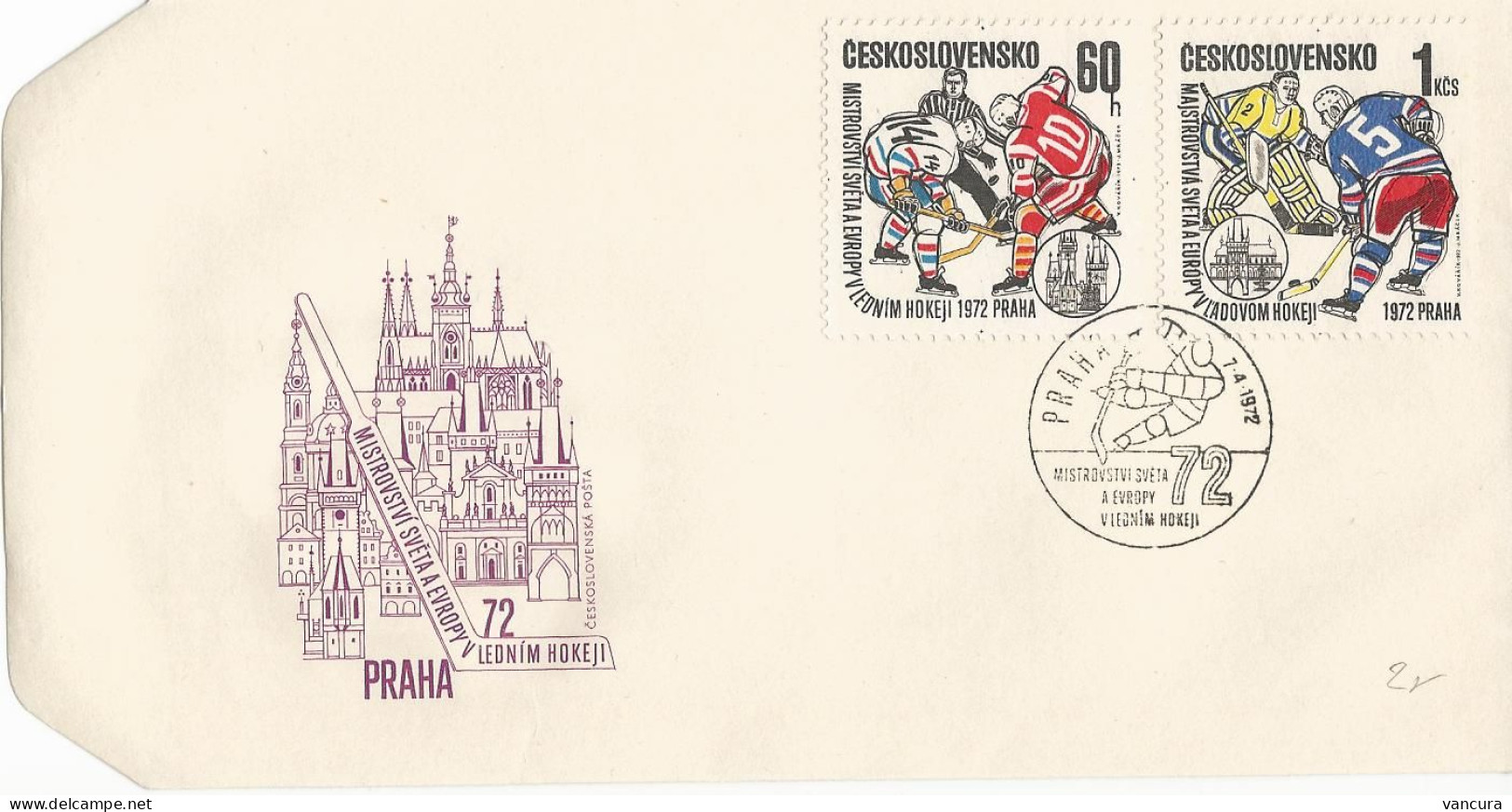 FDC 1953 - 4 Czechoslovakia Ice Hockey Championship 1972 - Hockey (Ice)