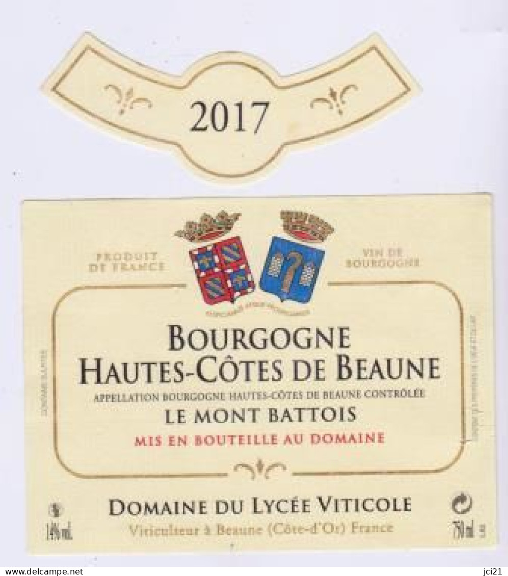 Etiquette Et Millésime " BOURGOGNE Hautes Côtes De Beaune - Le Mont Battois 2017 " Lycée Viticole Beaune (2865)_ev497 - Bourgogne