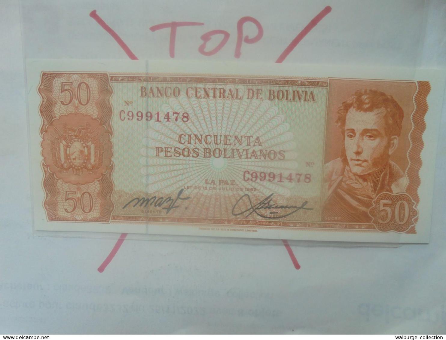 BOLIVIE 50 PESOS BOLIVIANOS 1962 Neuf (B.33) - Bolivië