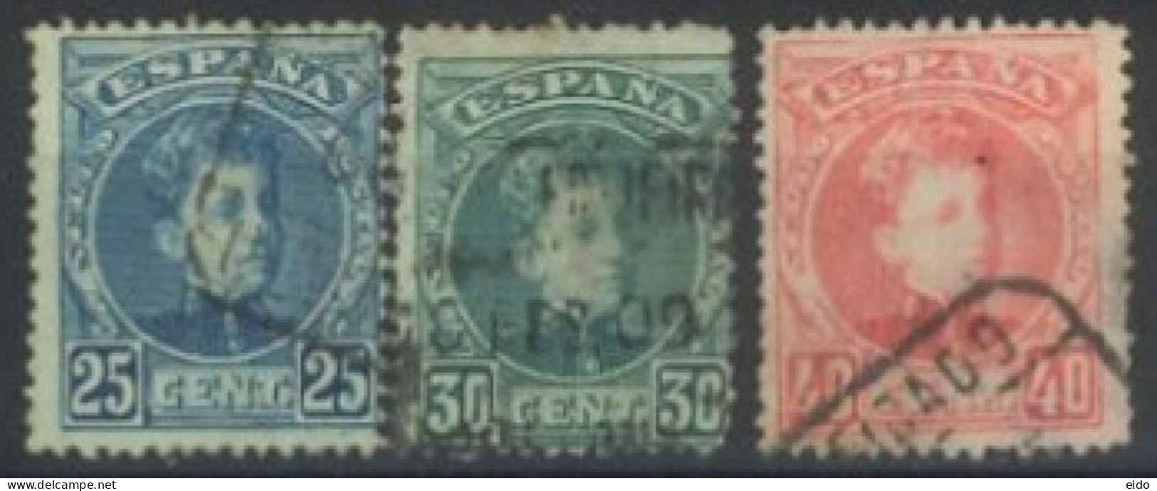 SPAIN, 1900/05, KING ALFONSO STAMPS SET OF 3, USED. - Gebruikt