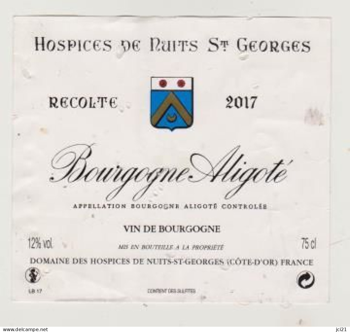 Etiquette HOSPICES DE NUITS SAINT GEORGES " Bourgogne Aligoté 2017 " (1593)_ev692 - Bourgogne