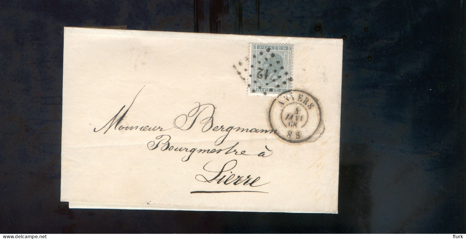 België OCB17 Gestempeld Op Brief Anvers-Lierre 1868 Perfect (2 Scans) - 1865-1866 Profile Left