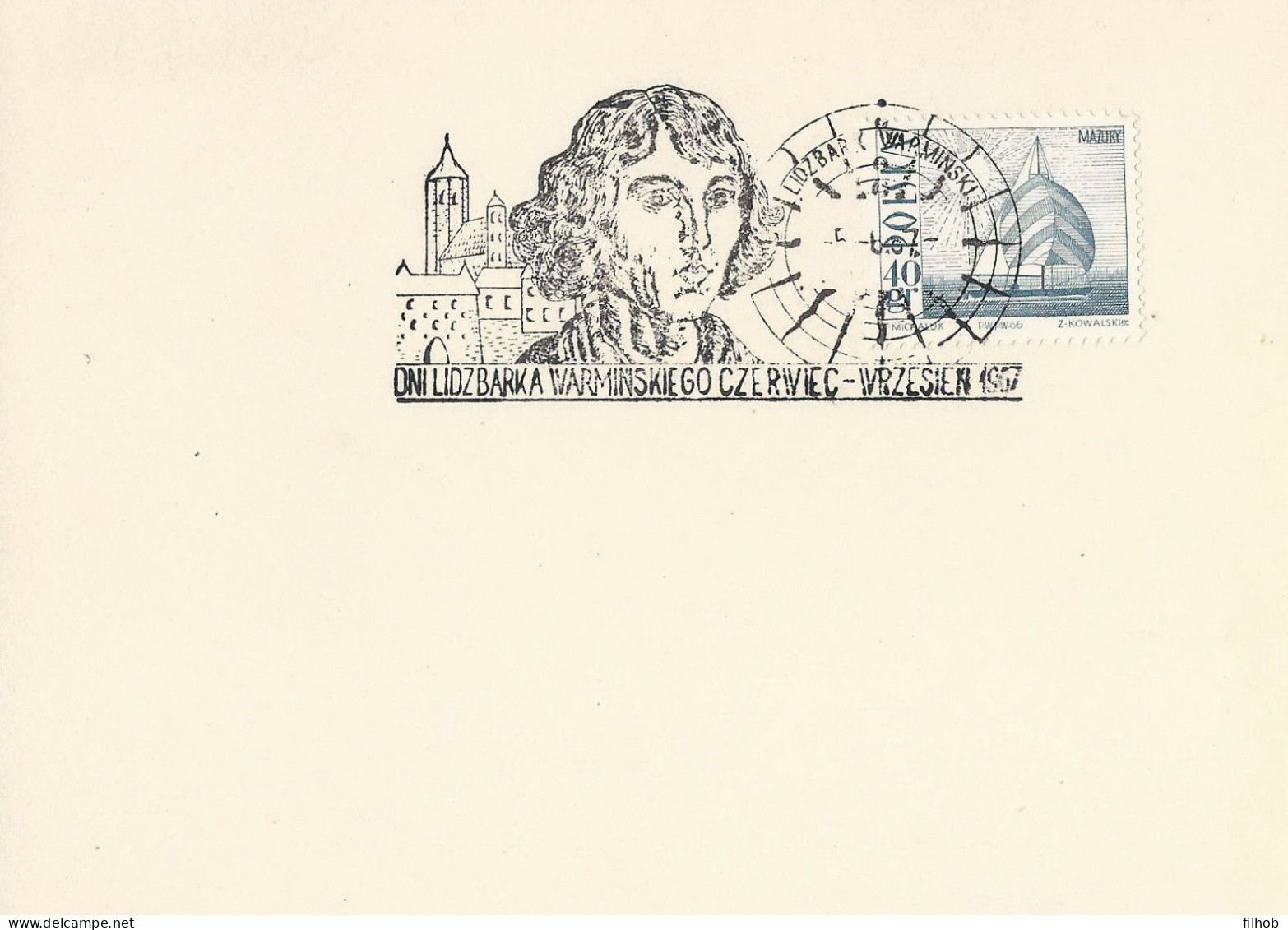 Poland Postmark D67.06.05 LIDZBARK WAR.06: Days 1967 Copernicus Tower Sun - Postwaardestukken