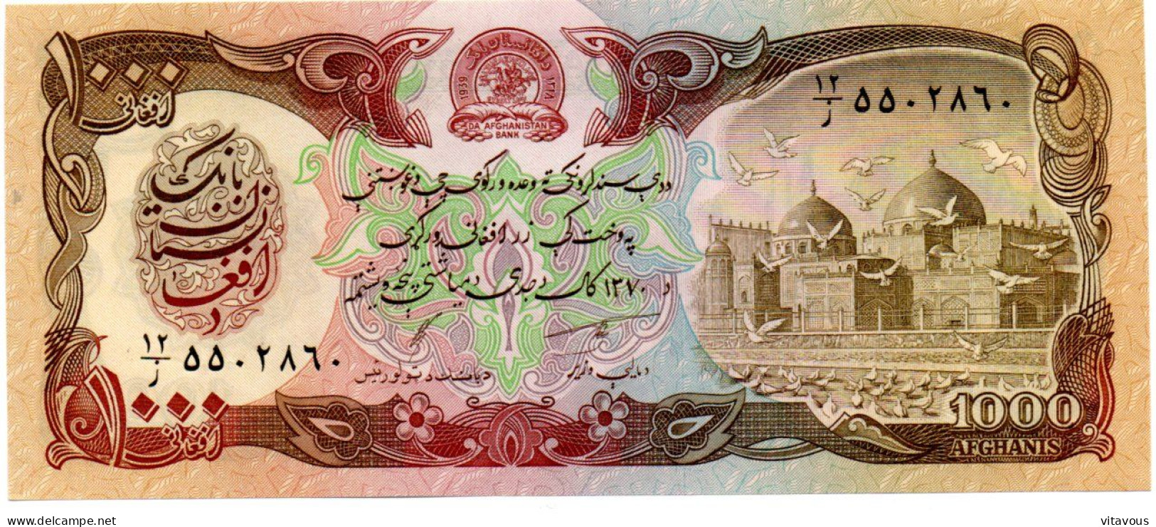 Afghanistan Billet Banque 1000 Afghanis  Bank-note Banknote Ours Bear - Afghanistan