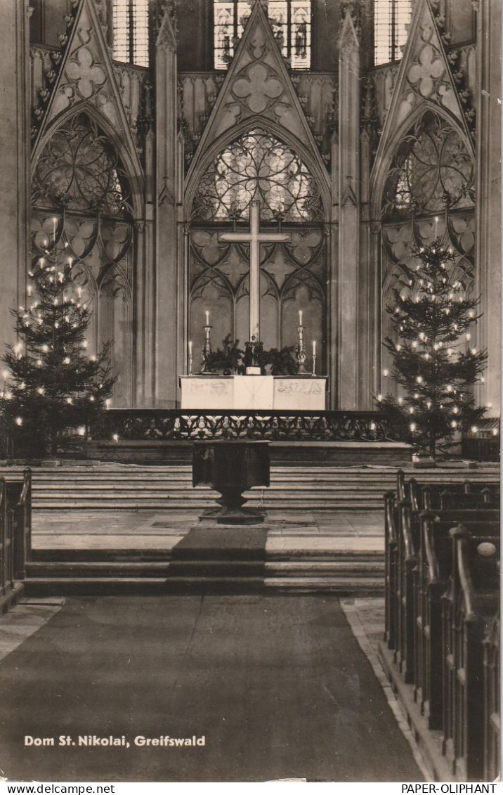 0-2200 GREIFSWALD, Dom St. Nikolai, Altar, Weihnachtsdekoration, 1965 - Greifswald