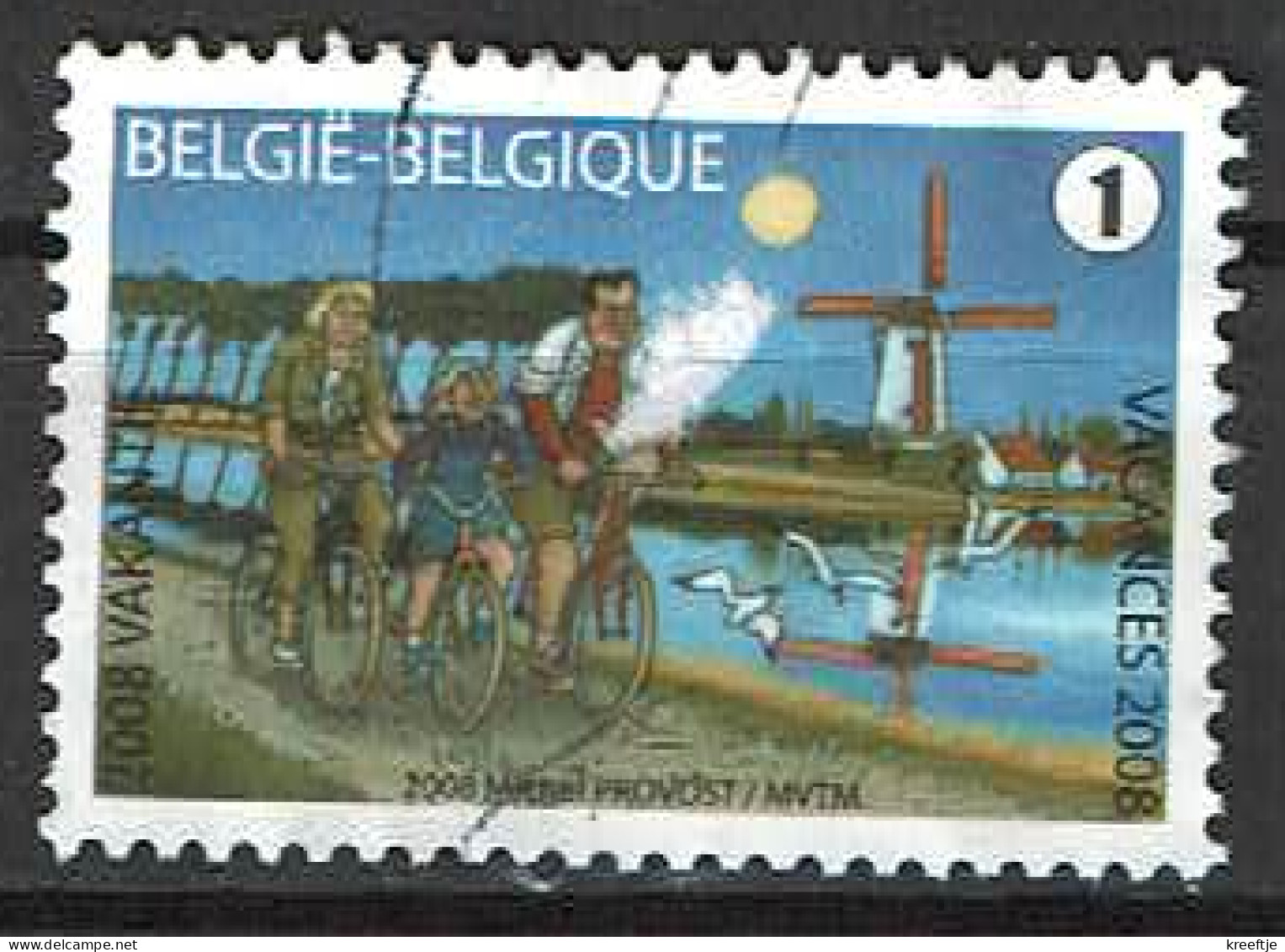 Fietsen Uit 2008 (OBP 3790 ) Witte Vlek Is Papierrestje Bovenop Zegel, Is Intussen Netjes Verwijderd - Usados