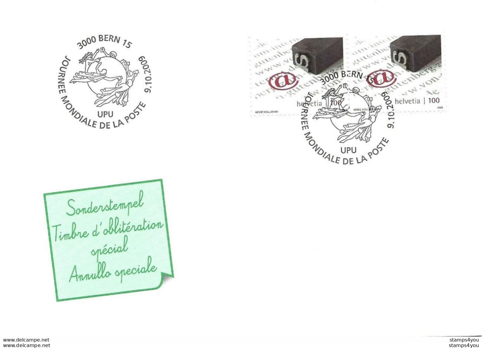 412 - 28 - Enveloppe Avec Oblit Spéciale "UPU Journée Mondiale De La Poste 2009" - Marcophilie