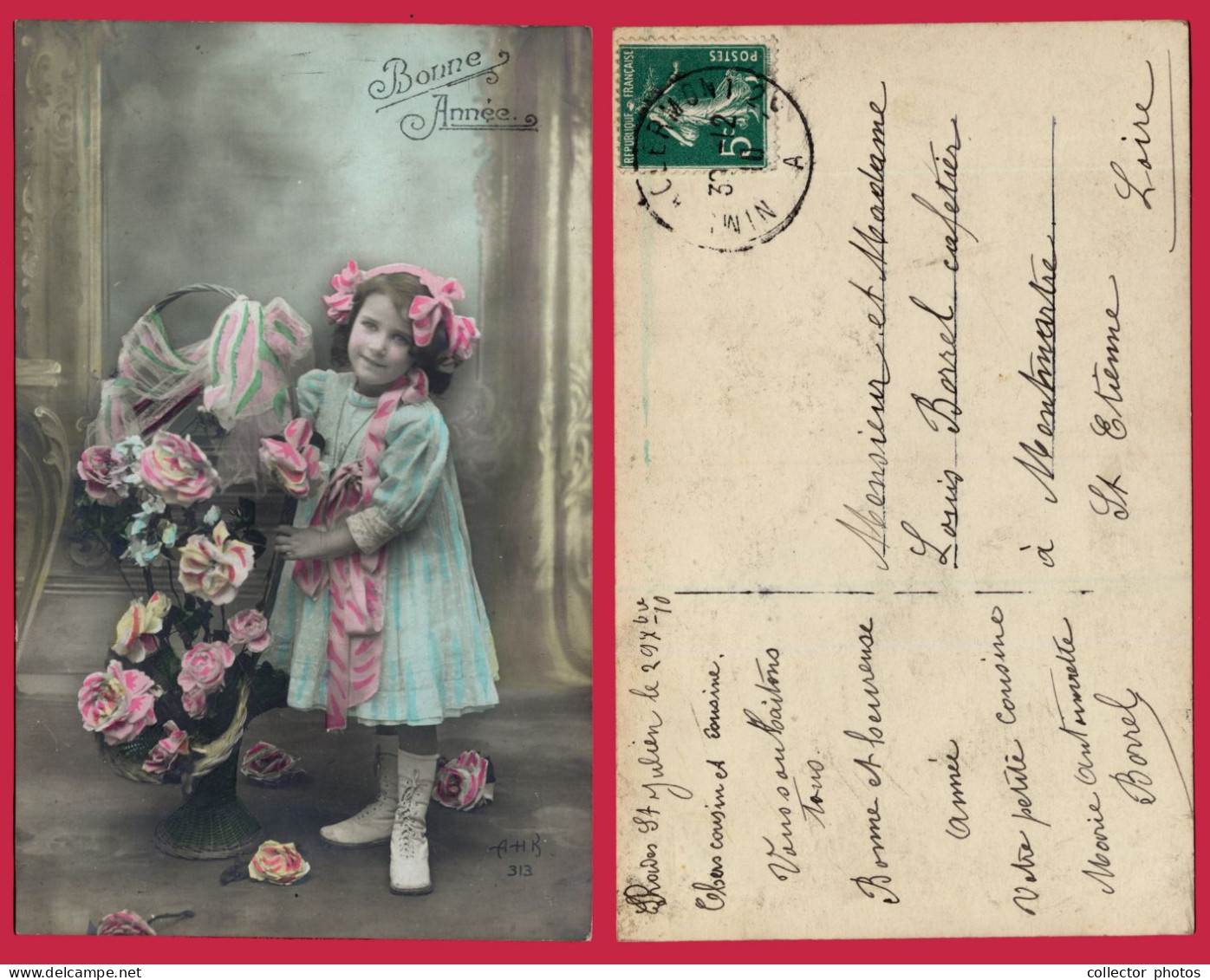 France early 20th century. Lot of 11 vintage postcards, belle epoque style. All posted with stamps [de122]