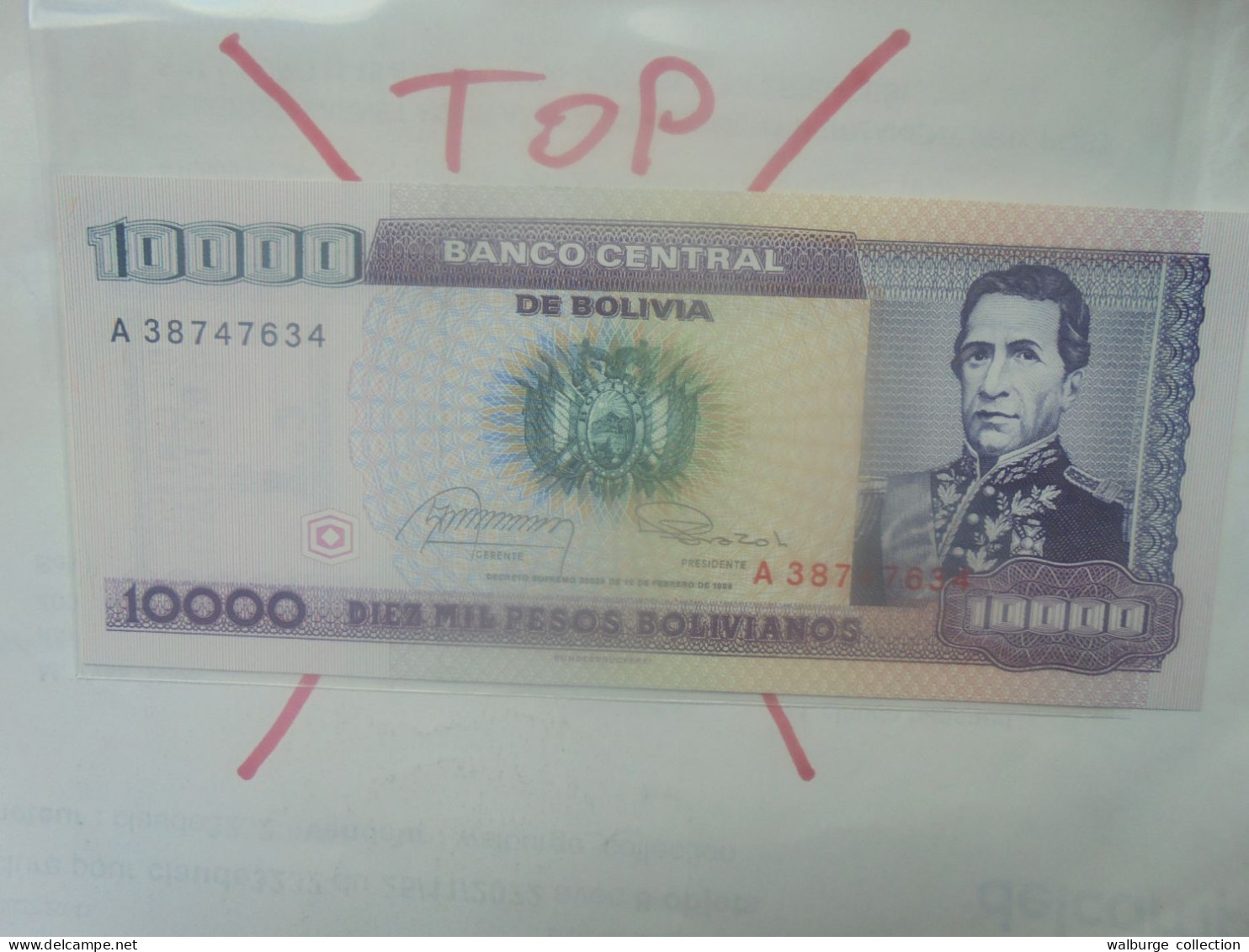 BOLIVIE 10.000 PESOS BOLIVIANOS /1 Centavo 1984(87) Neuf (B.33) - Bolivië