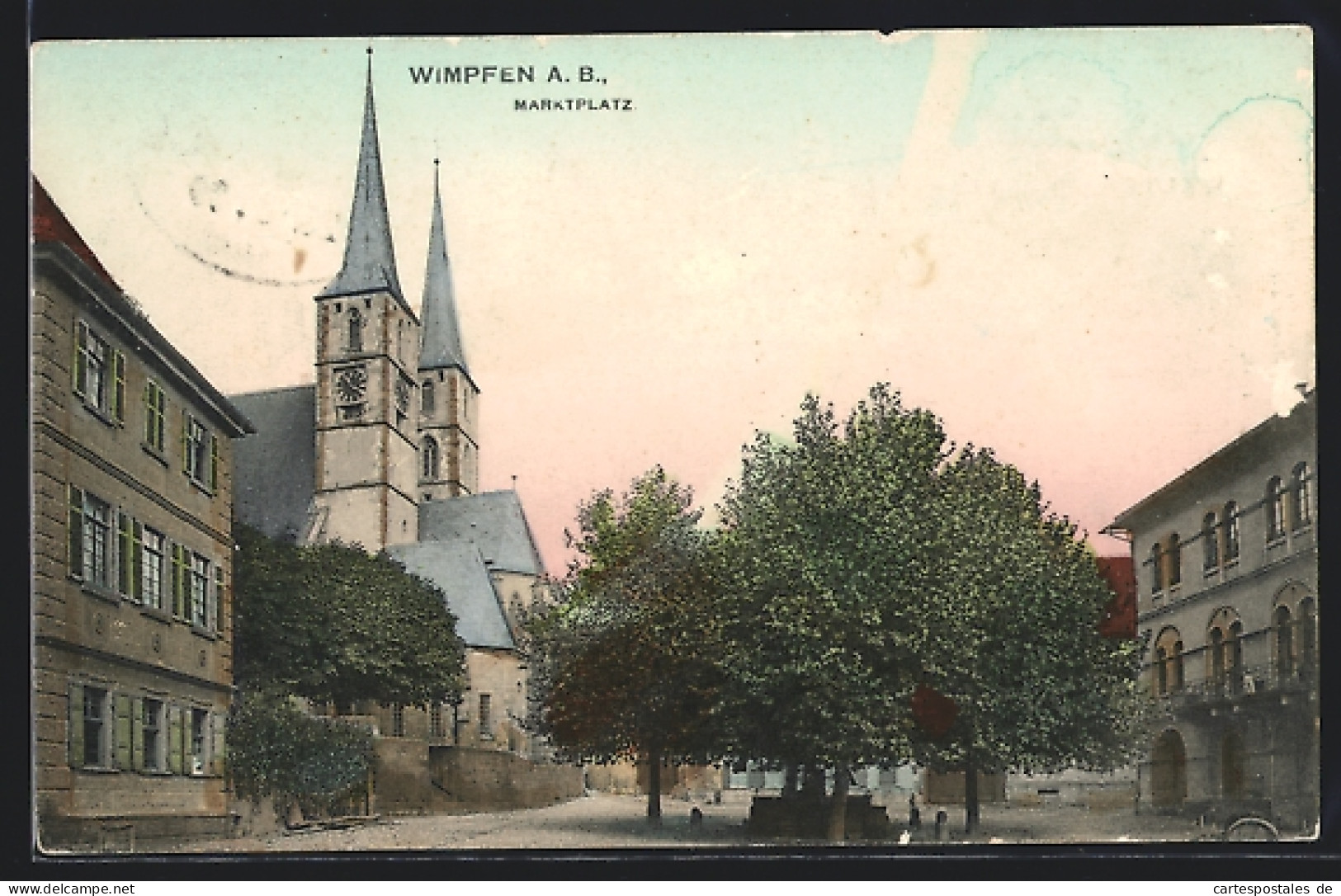 AK Wimpfen A. B., Marktplatz Mit Kirche  - Bad Wimpfen