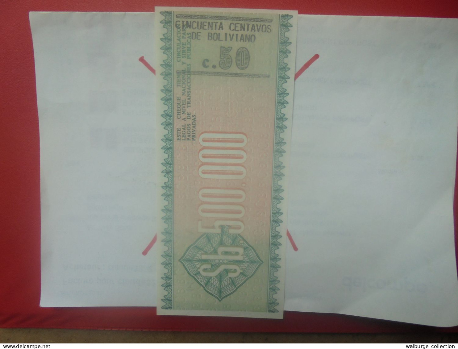 BOLIVIE 50 CENTAVOS/ 500.000 PESOS BOLIVIANOS (1987) Neuf (B.33) - Bolivië