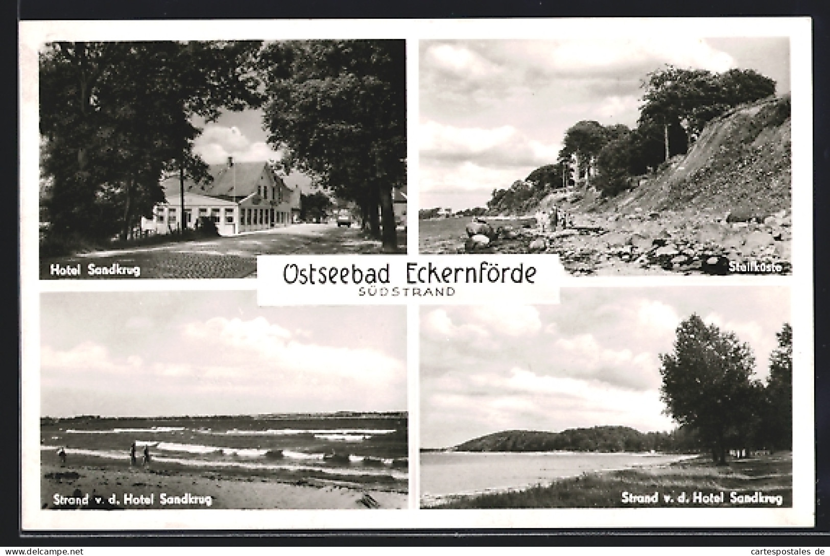 AK Eckernförde, Hotel Sandkrug, Steilküste, Südstrand  - Eckernförde