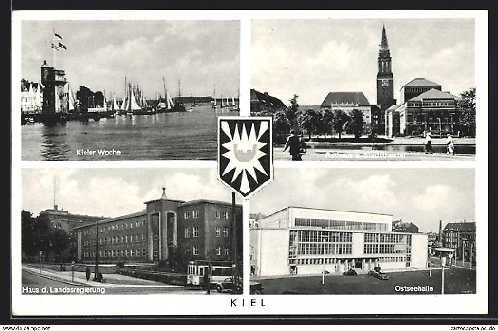 AK Kiel, Haus D. Landesregierung, Rathaus, Stadttheater, Ostseehalle  - Teatro