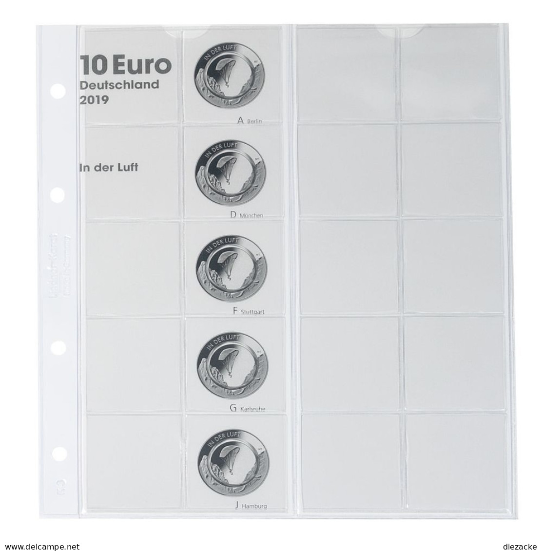 Lindner Vordruckblatt Karat Für 10 Euro-Münzen Polymerring 1110-1 Neu - Materiale