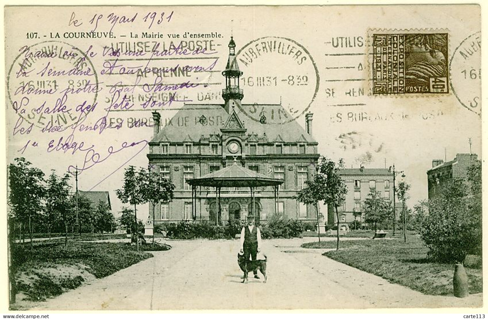 93 - B12928CPA - LA COURNEUVE - La Mairie Vue D'ensemble  -  Kiosque - Parfait état - SEINE-SAINT-DENIS - La Courneuve