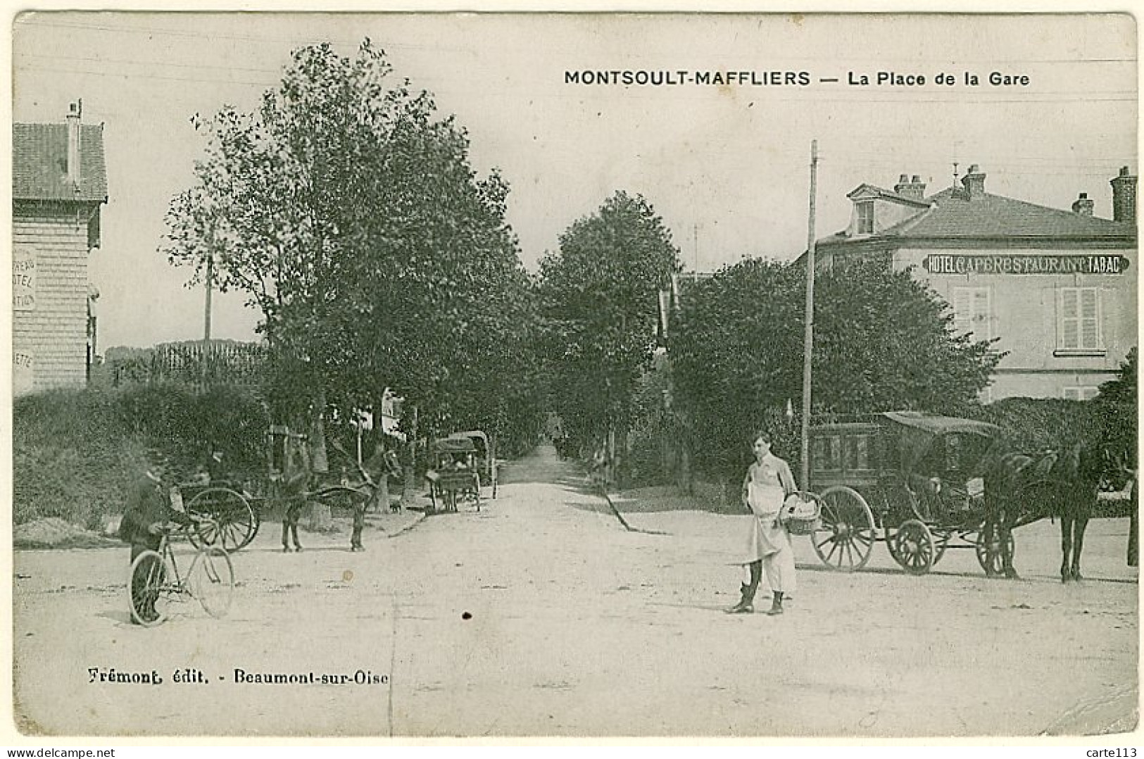 95 - B12533CPA - MONSOULT - MAFFLIERS - La Place De La Gare - Facteur - Bon état - VAL-D'OISE - Montsoult