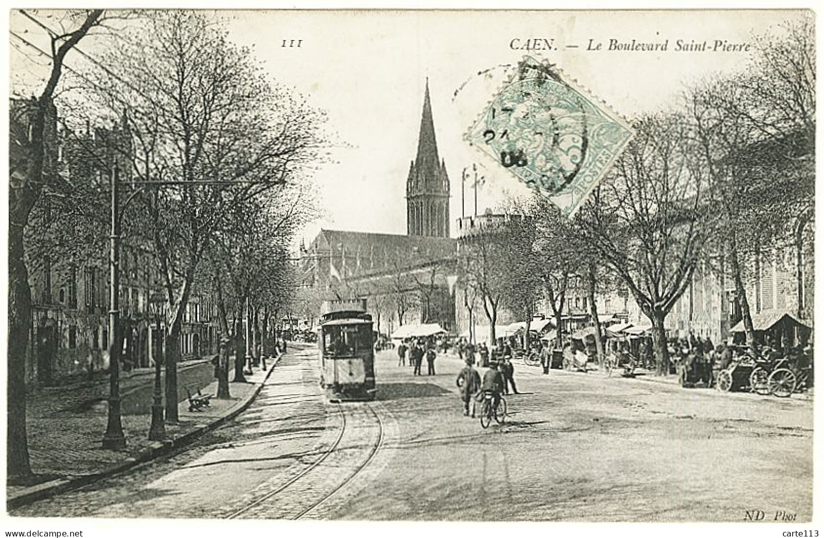 14 - B9425CPA - CAEN - Le Boulevard Saint Pierre - Tramway Et Marché - Très Bon état - CALVADOS - Caen