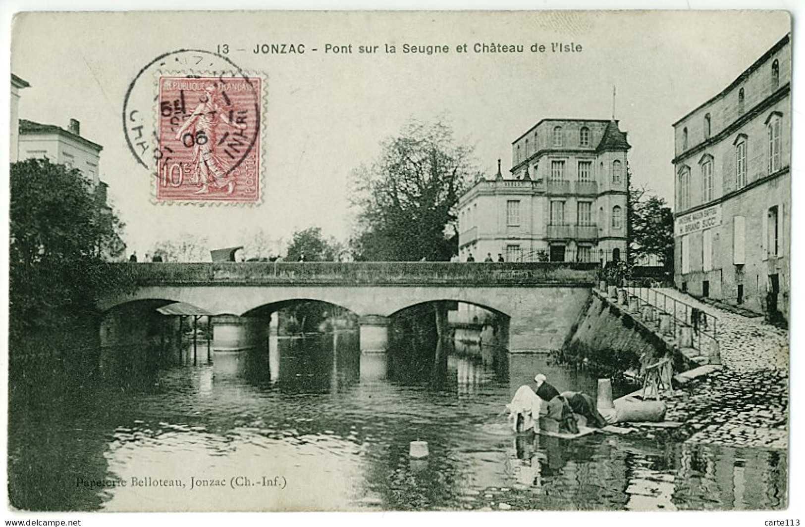 17 - B8354CPA - JONZAC - Pont Sur La Seugne Et Château De L'isle - Très Bon état - CHARENTE-MARITIME - Jonzac