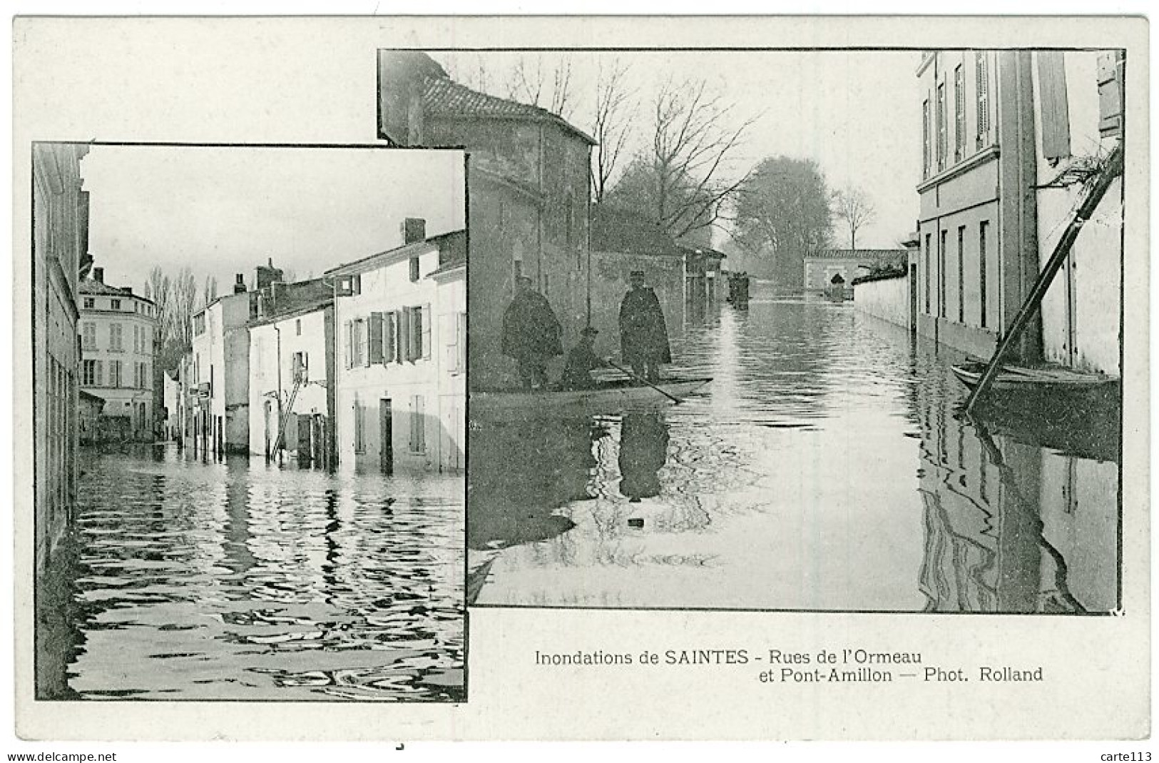 17 - B8089CPA - SAINTES - Inondations Rues De L'ormeau Et Pont Amillon - Très Bon état - CHARENTE-MARITIME - Saintes