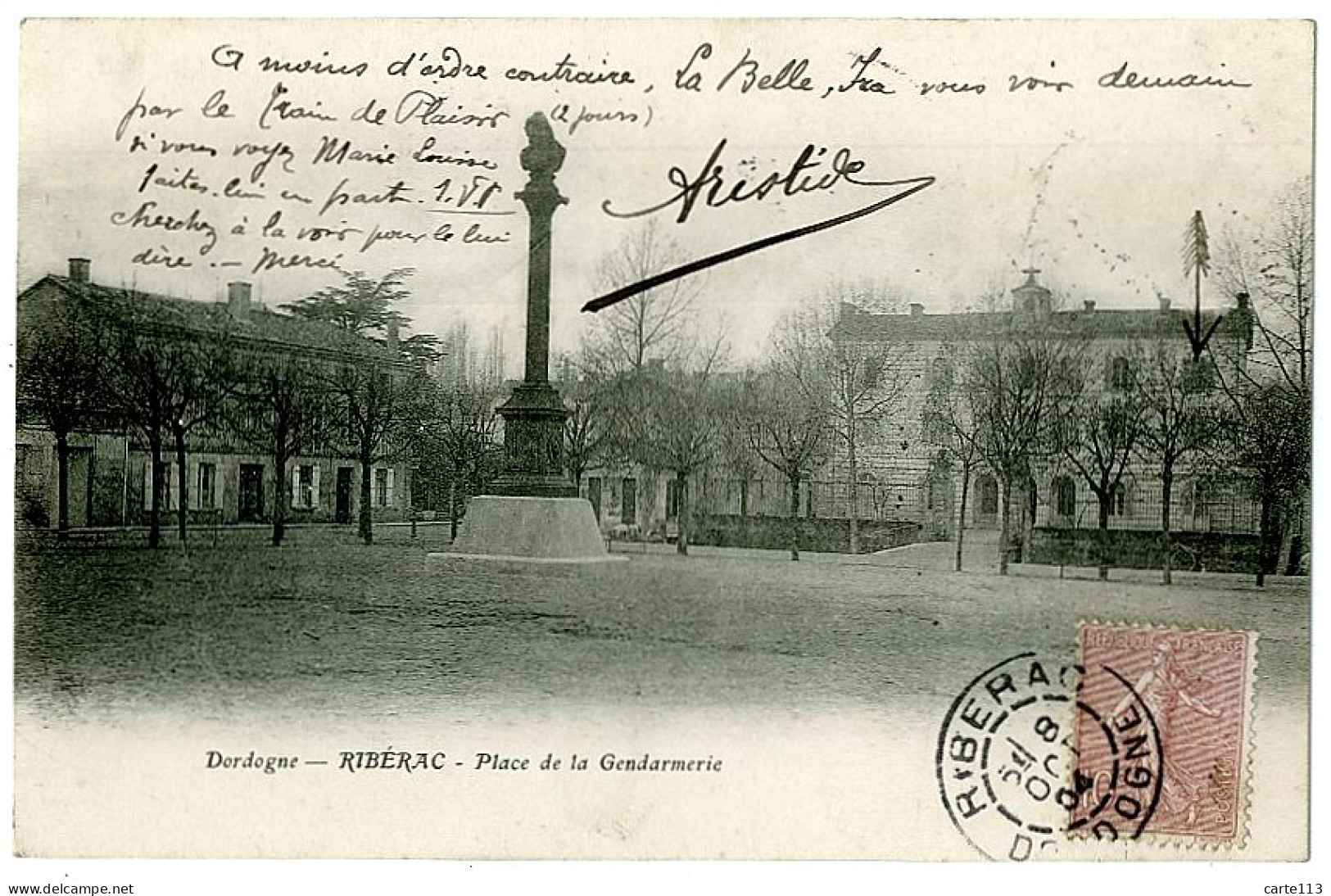 24 - B6644CPA - RIBERAC - Place De La Gendarmerie - CARTE PIONNIERE - Très Bon état - DORDOGNE - Riberac