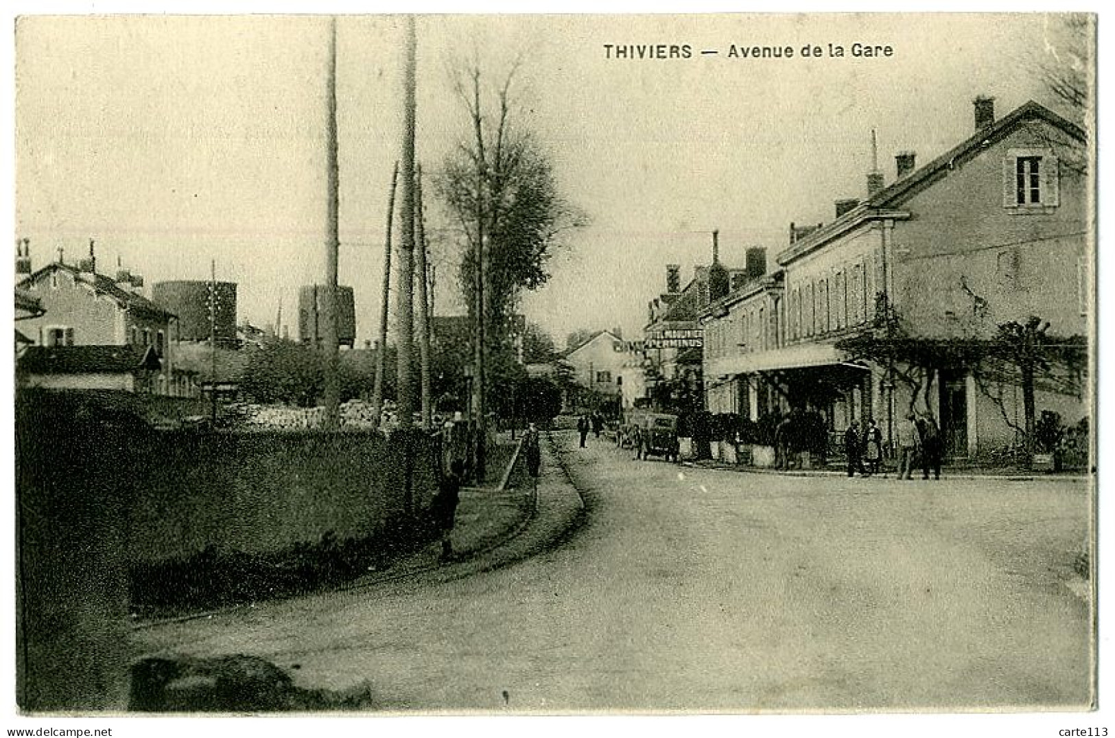 24 - B6439CPA - THIVIERS - Avenue De La Gare - Hotel TERMINUS MOULINIERS - Bon état - DORDOGNE - Thiviers