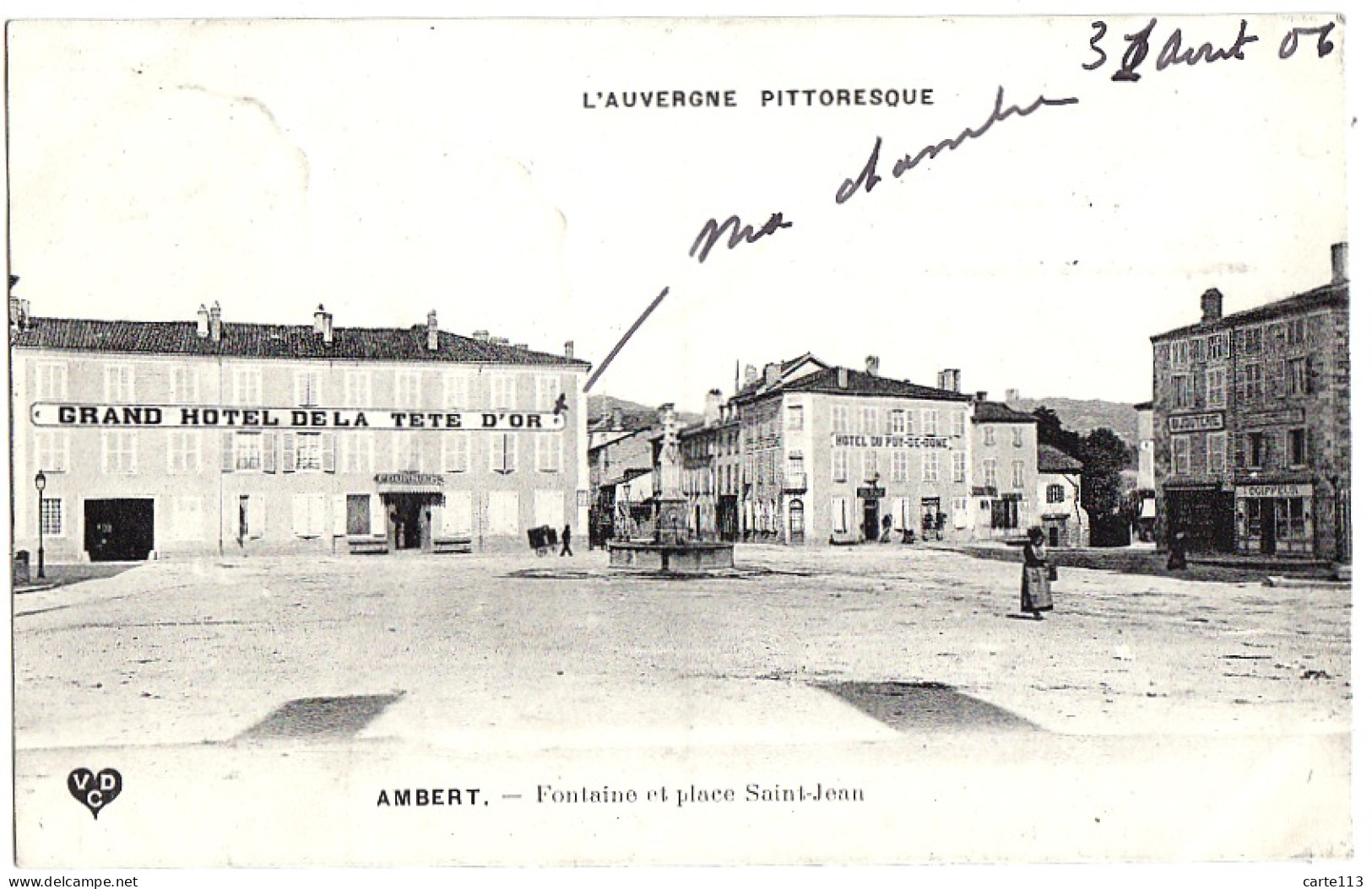 63 - B18753CPA - AMBERT - Fontaine Et Place Saint Jean - Très Bon état - PUY-DE-DOME - Ambert